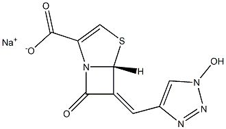 (5R,6Z)-6-[[1-Hydroxy-1H-1,2,3-triazol-4-yl]methylene]-7-oxo-4-thia-1-azabicyclo[3.2.0]hept-2-ene-2-carboxylic acid sodium salt 结构式