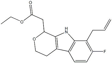 1-Ethyl-7-fluoro-8-(2-propenyl)-1,3,4,9-tetrahydropyrano[3,4-b]indole-1-acetic acid 结构式