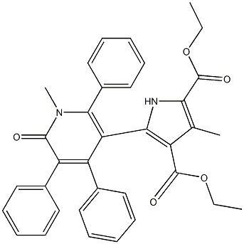 3-Methyl-5-[[1,6-dihydro-1-methyl-6-oxo-2,4,5-triphenylpyridin]-3-yl]-1H-pyrrole-2,4-dicarboxylic acid diethyl ester 结构式