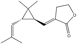 (3E)-Dihydro-3-[[(1S,2S)-3,3-dimethyl-2-(2-methyl-1-propenyl)cyclopropan-1-yl]methylene]furan-2(3H)-one 结构式