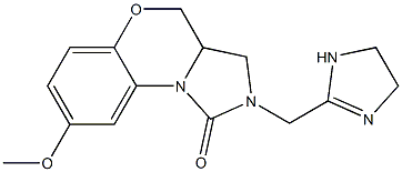 8-Methoxy-2,3,3a,4-tetrahydro-2-[(1-imidazolin-2-yl)methyl]-1H-imidazo[5,1-c][1,4]benzoxazin-1-one 结构式