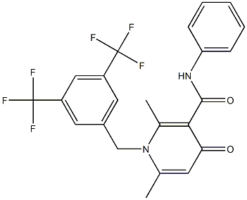 1-[3,5-Bis(trifluoromethyl)benzyl]-1,4-dihydro-2,6-dimethyl-N-phenyl-4-oxopyridine-3-carboxamide 结构式