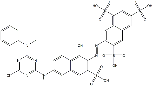 7-[[6-[[4-Chloro-6-(methylphenylamino)-1,3,5-triazin-2-yl]amino]-1-hydroxy-3-sulfo-2-naphthalenyl]azo]-1,3,6-naphthalenetrisulfonic acid 结构式