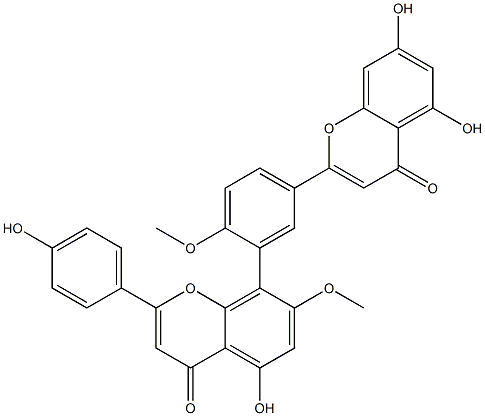 8-[5-(5,7-Dihydroxy-4-oxo-4H-1-benzopyran-2-yl)-2-methoxyphenyl]-5-hydroxy-2-(4-hydroxyphenyl)-7-methoxy-4H-1-benzopyran-4-one 结构式