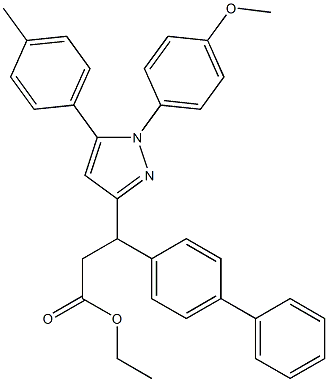 3-(4-Phenylphenyl)-3-[[1-(4-methoxyphenyl)-5-(4-methylphenyl)-1H-pyrazol]-3-yl]propanoic acid ethyl ester 结构式