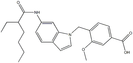 4-[6-[2-Ethylhexanoylamino]-1H-indol-1-ylmethyl]-3-methoxybenzoic acid 结构式