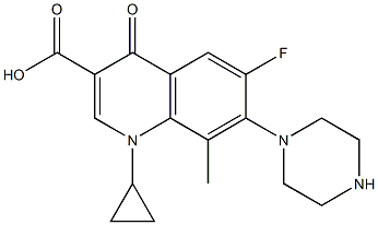 1-Cyclopropyl-6-fluoro-8-methyl-1,4-dihydro-7-(piperazin-1-yl)-4-oxoquinoline-3-carboxylic acid 结构式
