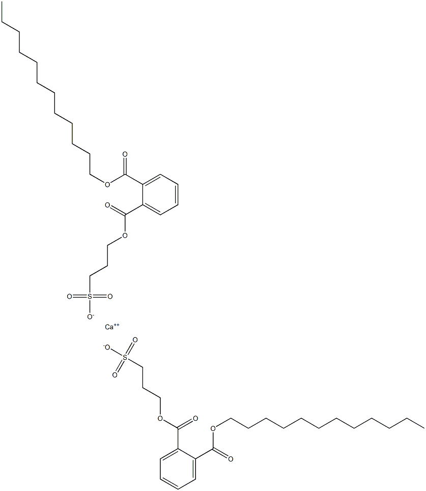 Bis[3-[(2-dodecyloxycarbonylphenyl)carbonyloxy]propane-1-sulfonic acid]calcium salt 结构式