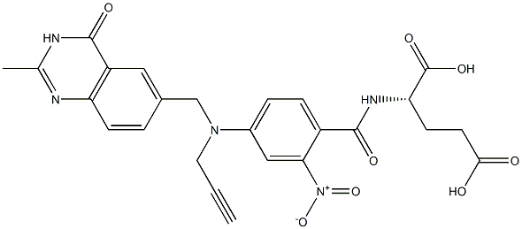 (2S)-2-[2-Nitro-4-[N-[(3,4-dihydro-2-methyl-4-oxoquinazolin)-6-ylmethyl]-N-(2-propynyl)amino]benzoylamino]glutaric acid 结构式