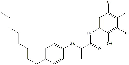 2-[2-(4-Octylphenoxy)propanoylamino]-4,6-dichloro-5-methylphenol 结构式