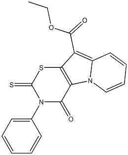 3,4-Dihydro-4-oxo-2-thioxo-3-phenyl-2H-1,3-thiazino[6,5-b]indolizine-10-carboxylic acid ethyl ester 结构式