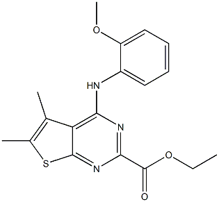 5,6-Dimethyl-4-(2-methoxyphenylamino)thieno[2,3-d]pyrimidine-2-carboxylic acid ethyl ester 结构式