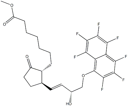 (13E,15R)-15-Hydroxy-9-oxo-16-(heptafluoro-1-naphtyloxy)-17,18,19,20-tetranorprost-13-en-1-oic acid methyl ester 结构式