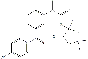 2-[3-(4-Chlorobenzoyl)phenyl]propanoic acid 2,2,5-trimethyl-4-oxo-1,3-dioxolan-5-yl ester 结构式