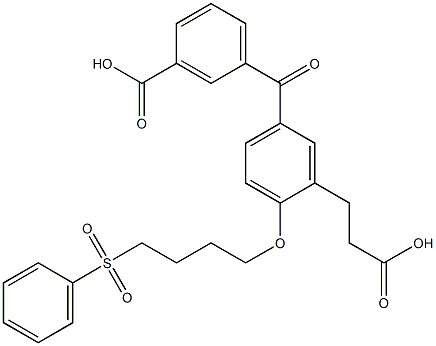 5-(3-Carboxybenzoyl)-2-(4-phenylsulfonylbutoxy)benzenepropanoic acid 结构式