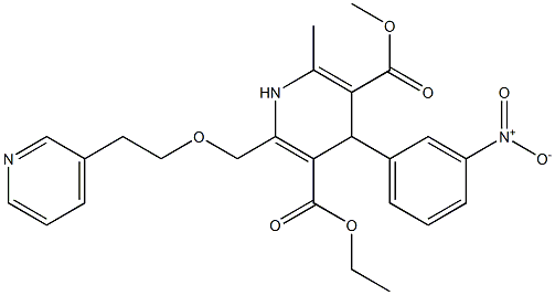 6-(2-(Pyridin-3-yl)ethoxymethyl)-4-(3-nitrophenyl)-2-methyl-1,4-dihydropyridine-3,5-dicarboxylic acid 3-methyl 5-ethyl ester 结构式