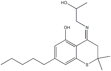 3,4-Dihydro-5-hydroxy-4-[2-hydroxypropylimino]-2,2-dimethyl-7-pentyl-2H-1-benzothiopyran 结构式