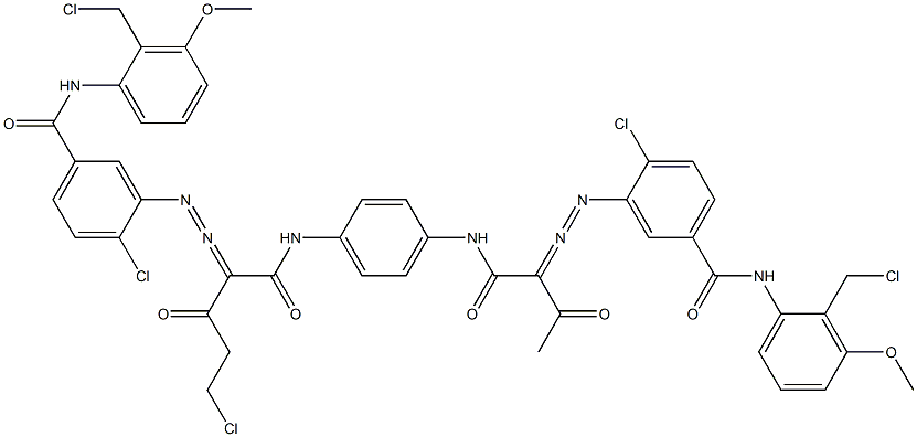 3,3'-[2-(Chloromethyl)-1,4-phenylenebis[iminocarbonyl(acetylmethylene)azo]]bis[N-[2-(chloromethyl)-3-methoxyphenyl]-4-chlorobenzamide] 结构式