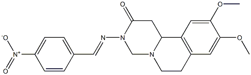 3-(4-Nitrobenzylideneamino)-9,10-dimethoxy-1,3,4,6,7,11b-hexahydro-2H-pyrimido[6,1-a]isoquinolin-2-one 结构式