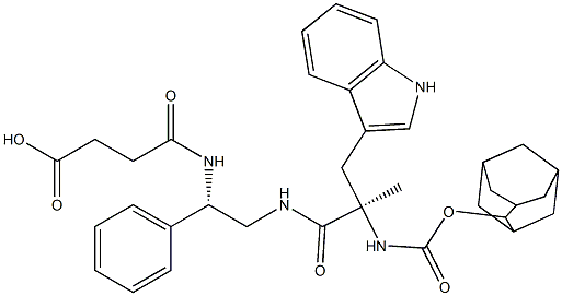 4-[(S)-2-[(R)-2-(Adamantan-2-yloxycarbonylamino)-3-(1H-indol-3-yl)-2-methylpropanoylamino]-1-phenylethylamino]-4-oxobutyric acid 结构式