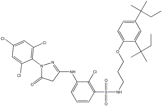 1-(2,4,6-Trichlorophenyl)-3-[2-chloro-3-[3-(2,4-di-tert-pentylphenoxy)propylsulfamoyl]anilino]-5(4H)-pyrazolone 结构式