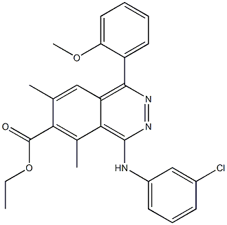1-(2-Methoxyphenyl)-4-(3-chlorophenylamino)-5,7-dimethylphthalazine-6-carboxylic acid ethyl ester 结构式
