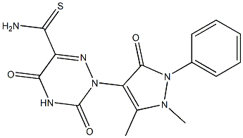 1-[(2,5-Dihydro-2,3-dimethyl-5-oxo-1-phenyl-1H-pyrazol)-4-yl]-5-thiocarbamoyl-6-azauracil 结构式