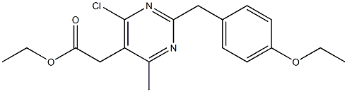 6-Chloro-2-(4-ethoxybenzyl)-4-methyl-5-pyrimidineacetic acid ethyl ester 结构式