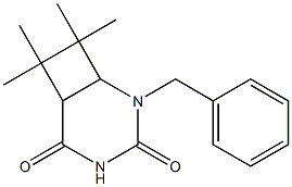 2-Benzyl-7,7,8,8-tetramethyl-2,4-diazabicyclo[4.2.0]octane-3,5-dione 结构式