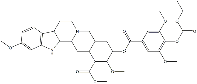 1,2,3,4,4a,5,7,8,8a,13,13a,13b,14,14a-Tetradecahydro-2,11-dimethoxy-1-methoxycarbonyl-3-(4-ethoxycarbonyloxy-3,5-dimethoxybenzoyloxy)benz[g]indolo[2,3-a]quinolizine 结构式