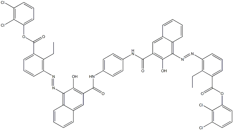 1,4-Bis[1-[[6-ethyl-5-(2,3-dichlorophenoxycarbonyl)phenyl]azo]-2-hydroxy-3-naphthoylamino]benzene 结构式