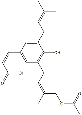 (Z)-3-[3-(3-Methyl-2-butenyl)-4-hydroxy-5-[(Z)-4-acetoxy-3-methyl-2-butenyl]phenyl]acrylic acid 结构式