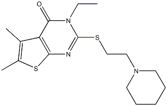 5,6-Dimethyl-3-ethyl-2-[[2-piperidinoethyl]thio]thieno[2,3-d]pyrimidin-4(3H)-one 结构式