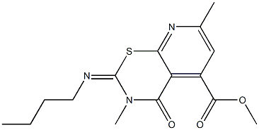 2-(Butylimino)-3,4-dihydro-3,7-dimethyl-4-oxo-2H-pyrido[3,2-e][1,3]thiazine-5-carboxylic acid methyl ester 结构式