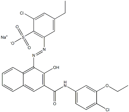 2-Chloro-4-ethyl-6-[[3-[[(4-chloro-3-ethoxyphenyl)amino]carbonyl]-2-hydroxy-1-naphtyl]azo]benzenesulfonic acid sodium salt 结构式