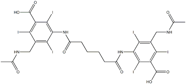 3,3'-(Adipoyldiimino)bis[5-(acetylaminomethyl)-2,4,6-triiodobenzoic acid] 结构式