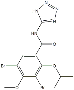 2-Isopropyloxy-3,5-dibromo-4-methoxy-N-(1H-tetrazol-5-yl)benzamide 结构式