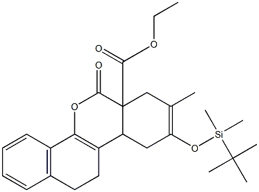 6a,7,10,10a,11,12-Hexahydro-6-oxo-9-[[dimethyl(tert-butyl)silyl]oxy]-8-methyl-6H-benzo[d]naphtho[1,2-b]pyran-6a-carboxylic acid ethyl ester 结构式