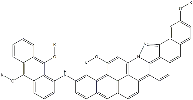 5,10-Di(kaliooxy)-3-[9,10-di(kaliooxy)-1-anthrylamino]anthra[2,1,9-mna]benz[6,7]indazolo[2,3,4-fgh]acridine 结构式