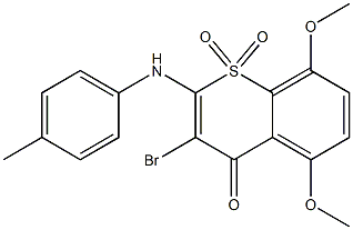 3-Bromo-5,8-dimethoxy-2-(4-methylphenylamino)-4-oxo-4H-1-benzothiopyran 1,1-dioxide 结构式