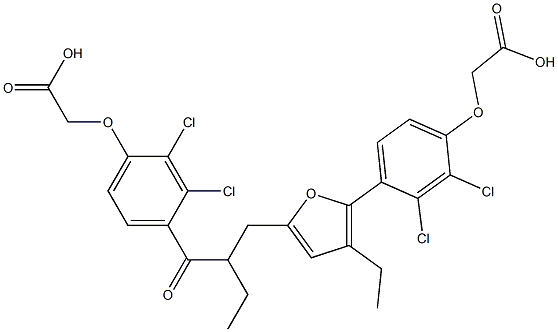 [4-[3-Ethyl-5-[3-[4-[(carboxymethyl)oxy]-2,3-dichlorophenyl]-3-oxo-2-ethylpropyl]furan-2-yl]-2,3-dichlorophenoxy]acetic acid 结构式