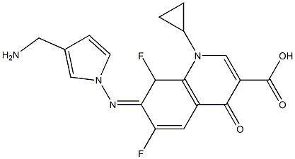 1-Cyclopropyl-1,4-dihydro-4-oxo-6,8-difluoro-7-[3-(aminomethyl)pyrrolizino]quinoline-3-carboxylic acid 结构式