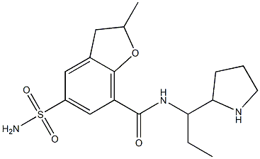 2,3-Dihydro-2-methyl-5-(aminosulfonyl)-N-[1-ethyl-2-pyrrolidinylmethyl]benzofuran-7-carboxamide 结构式