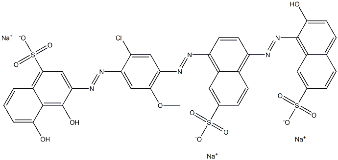 3-[[2-Chloro-4-[[4-[(2-hydroxy-7-sulfo-1-naphtyl)azo]-7-sulfo-1-naphtyl]azo]-5-methoxyphenyl]azo]-4,5-dihydroxy-1-naphthalenesulfonic acid trisodium salt 结构式