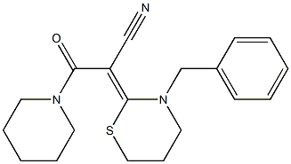 2-[(Piperidinocarbonyl)(cyano)methylene]-3-benzyl-3,4,5,6-tetrahydro-2H-1,3-thiazine 结构式