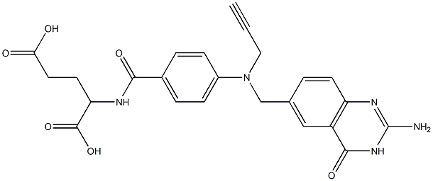 2-[4-[N-[(2-Amino-3,4-dihydro-4-oxoquinazolin)-6-ylmethyl]-N-(2-propynyl)amino]benzoylamino]glutaric acid 结构式