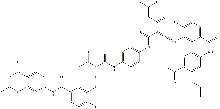 3,3'-[2-(1-Chloroethyl)-1,4-phenylenebis[iminocarbonyl(acetylmethylene)azo]]bis[N-[4-(1-chloroethyl)-3-ethoxyphenyl]-4-chlorobenzamide] 结构式