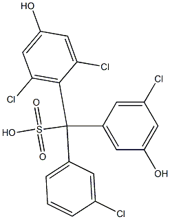 (3-Chlorophenyl)(3-chloro-5-hydroxyphenyl)(2,6-dichloro-4-hydroxyphenyl)methanesulfonic acid 结构式