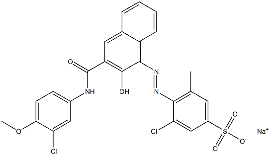 3-Chloro-5-methyl-4-[[3-[[(3-chloro-4-methoxyphenyl)amino]carbonyl]-2-hydroxy-1-naphtyl]azo]benzenesulfonic acid sodium salt 结构式