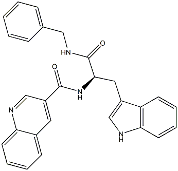 (2R)-3-(1H-Indol-3-yl)-2-(3-quinolinylcarbonylamino)-N-benzylpropanamide 结构式